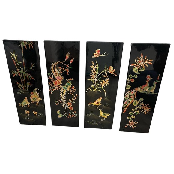 None Other - Asian black lacquer wall art